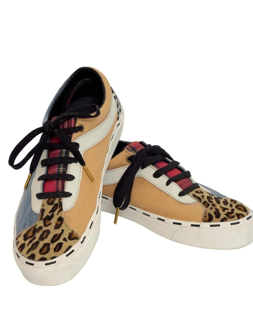 Vans Bold Ni Bender Leopard Denim Plaid Sneakers Sz 12